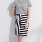 Color Block Striped Pencil Skirt