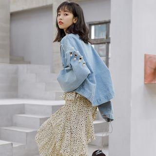 Embellished Button Denim Jacket