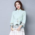 Printed 3/4 Sleeve Cheongsam Top