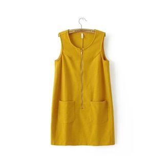 Zip Front Sleeveless A-line Dress
