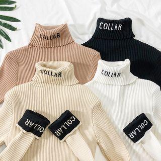 Turtleneck Lettering Knit Sweater