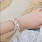 Faux Pearl Alloy Starfish Lace Bracelet Gold Plating - Bracelet - Starfish - Gold - One Size