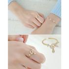 Rhinestone-leaf Open Ring