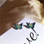 Butterfly Alloy Earring 1 Pair - Dark Green - One Size