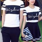 Couple Matching Short-sleeve Print T-shirt / A-line Skirt / Shorts