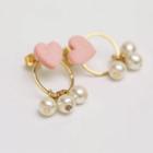 Faux-pearl Ring Heart Earrings