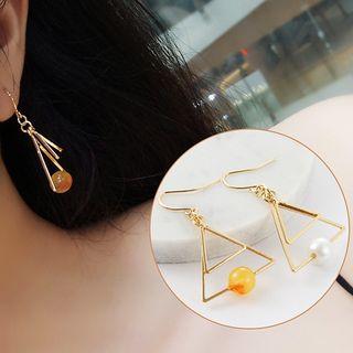 Faux Pearl Layered Triangle Earrings