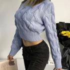 Plain Cable Knit Cropped Sweater