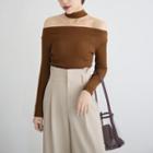 Off Shoulder Long-sleeve Knit Top