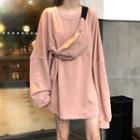 Long-sleeve Plain Pullover + Belt Bag