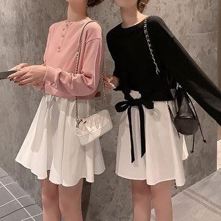 Mock Two-piece Long-sleeve Sweatshirt Dress