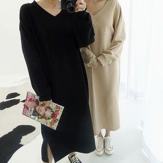 V-neck Cotton Pullover Dress