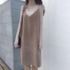 Long-sleeve Mock-neck T-shirt / Spaghetti Strap Dress