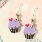 Mini Purple Cupcake Crystal Silver Earrings