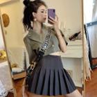 Short-sleeve Blazer / High-waist Accordion Pleat Skirt Set