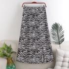 High-waist Zebra Print Midi A-line Skirt
