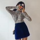 Mock-neck Python T-shirt