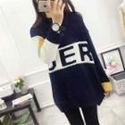 Lettering Color Block Sweater