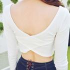 Wrap Back Long-sleeve Crop Top