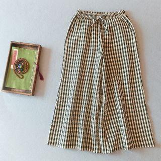 Plaid Linen Wide-leg Pants As Shown In Figure - One Size