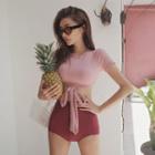 Short-sleeve Tie-front Bikini