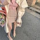 Tweed Slit Side Mini Pencil Skirt