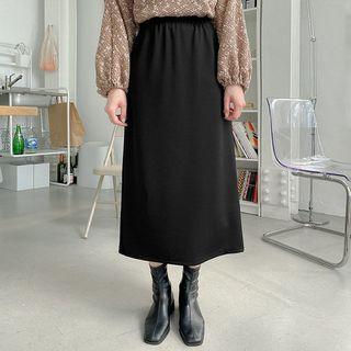 Plus Size Band-waist Long A-line Skirt