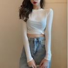 Long-sleeve Twist Cropped T-shirt