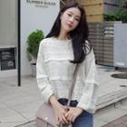 Long-sleeve Crochet-knit Top