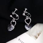 Faux Crystal & Alloy Heart Dangle Earring 1 Pair - Hook Earring - One Size
