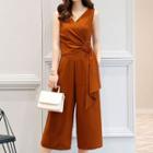 Sleeveless Ruffle Cropped Wide-leg Jumpsuit