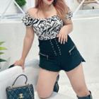 Short-sleeve Zebra Print Blouse