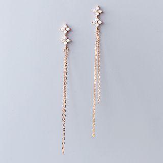 925 Sterling Silver Flower Fringed Earring