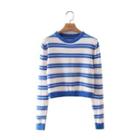 Striped Cropped Sweater Stripe - Blue & White - One Size
