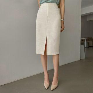 Office Look Tweed H-line Midi Skirt