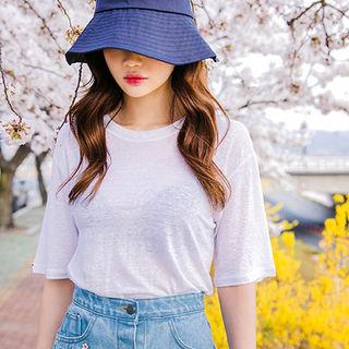 Colored Sheer Linen Blend T-shirt