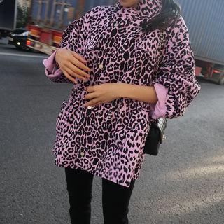 Zip-up Leopard Parka Violet - One Size