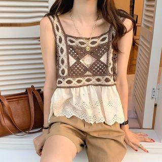 Eyelet Panel Tank Top