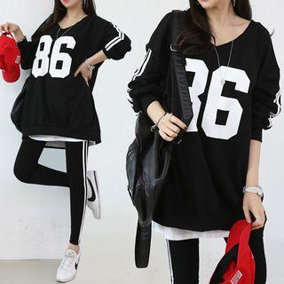 Deep V-neck Letter Sweatshirt