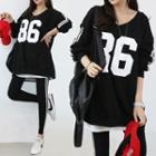 Deep V-neck Letter Sweatshirt