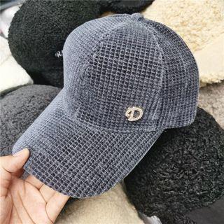 Letter D Rhinestone Corduroy Baseball Cap