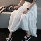 Band-waist Frill-tiered Maxi Skirt