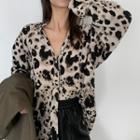 Leopard Print Loose-fit Blouse / Plain Camisole