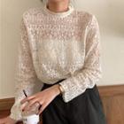 Lace Long-sleeve Top As Shown In Figure - One Size