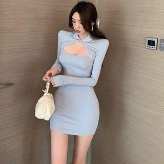 Set: Spaghetti Strap Plain Mini Dress + Shrug