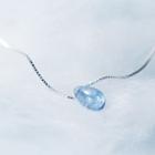 925 Sterling Silver Glass Drop Pendant Necklace Silver - One Size