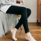 Lettering Fleece-lining Leggings