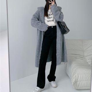 Hood Long Cardigan Gray - One Size