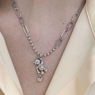 925 Sterling Silver Bear Necklace As Shown In Figure - One Size