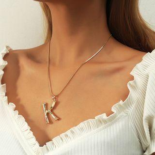 Letter K Pendant Alloy Necklace Gold - One Size